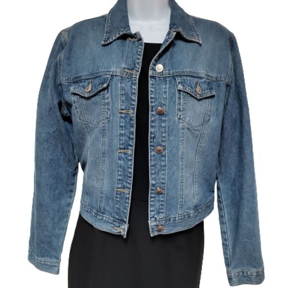 Vintag Trucker Lazer Jeans 100% Cotton Jean Jacket sz S - Picture 1 of 7